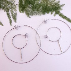 Brinco Argola dupla em ródio branco