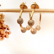Brinco Argola Esferas em Zircônias cravejadas