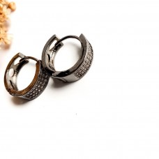 Brinco argola ródio negro e zircônias