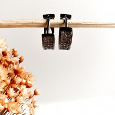 Brinco argola ródio negro e zircônias