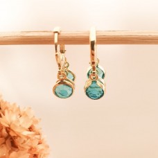 Brinco argolinha com zircônias azul