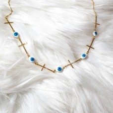 Chocker de cruz e olho grego