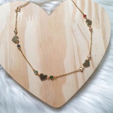 Colar Chocker coração zircônias coloridas