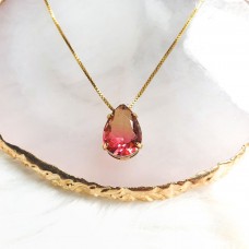 Colar gota zirconia vermelho degrade