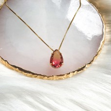 Colar gota zirconia vermelho degrade