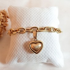 Pulseira grossa com pingente coração