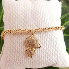 Pulseira elo português com pingente de menino em Zircônia