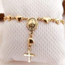 Pulseira terço em coração